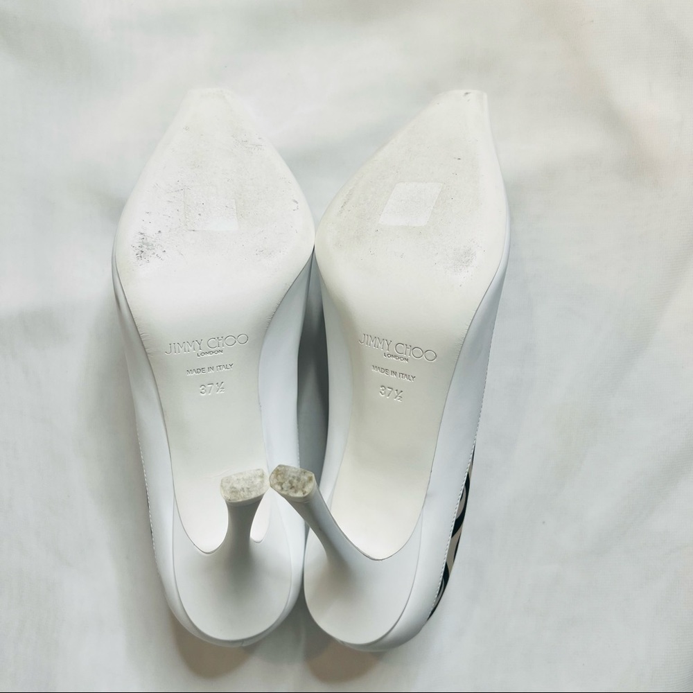 JIMMY CHOO x MARINE SERRE limited edition white leather pumps (Sz 37.5) - Picture 9 of 13